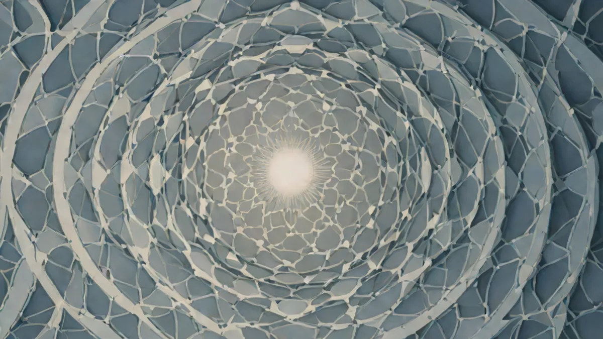 Vista abstracta del cielo con patrones circulares simbólicos de aprobación espiritual
