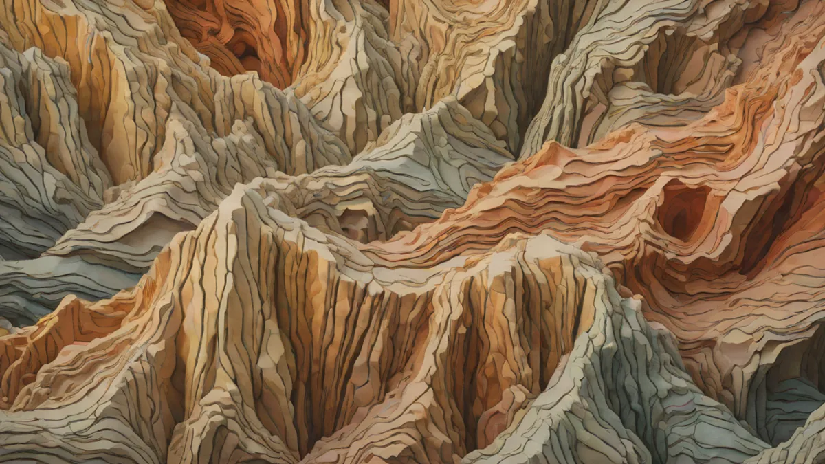 capa de formaciones geológicas en luz matutina, estilo naturalista