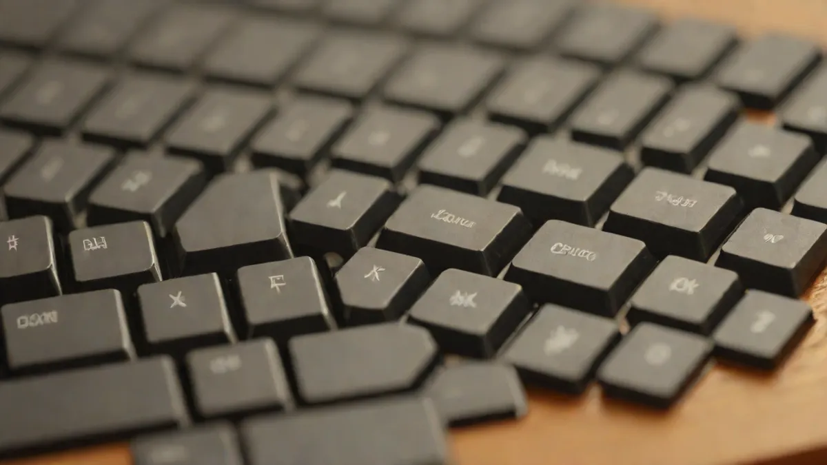 Teclado mecánico con switches visibles en una mesa de madera bajo luz natural