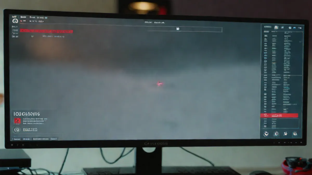 Monitor de PC con FPS en cero y pantalla congelada