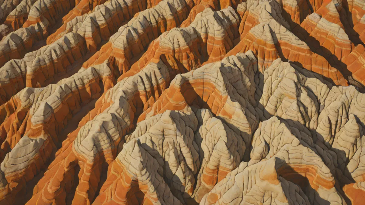 Vista aérea abstracta de capas geológicas en transición suave