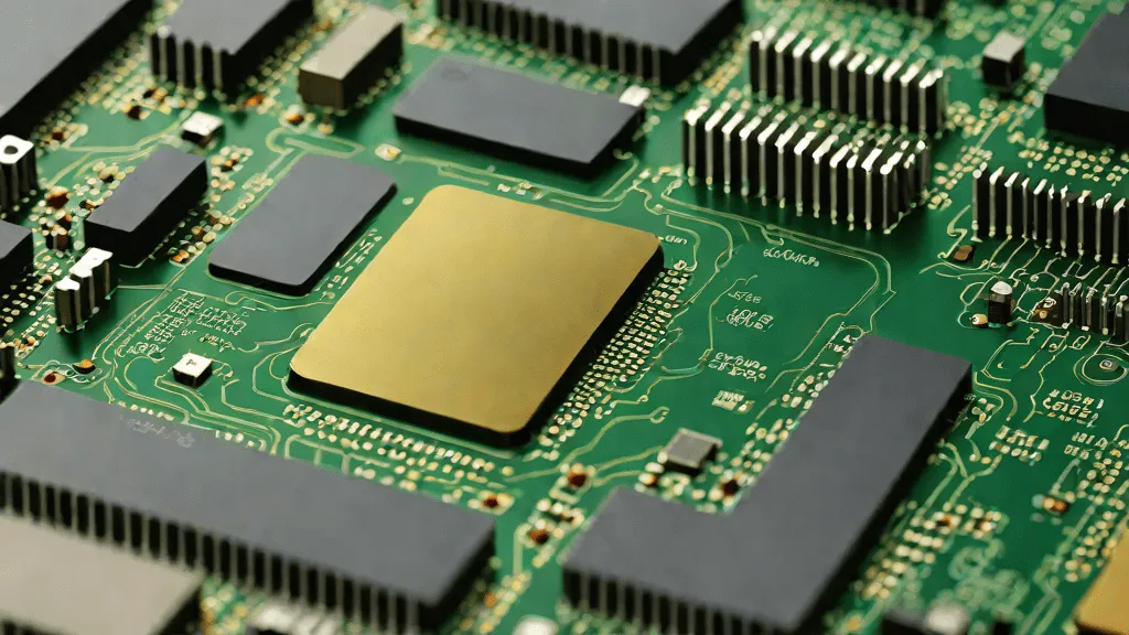 Vista detallada del interior de un SSD con chips de memoria NAND en silicio