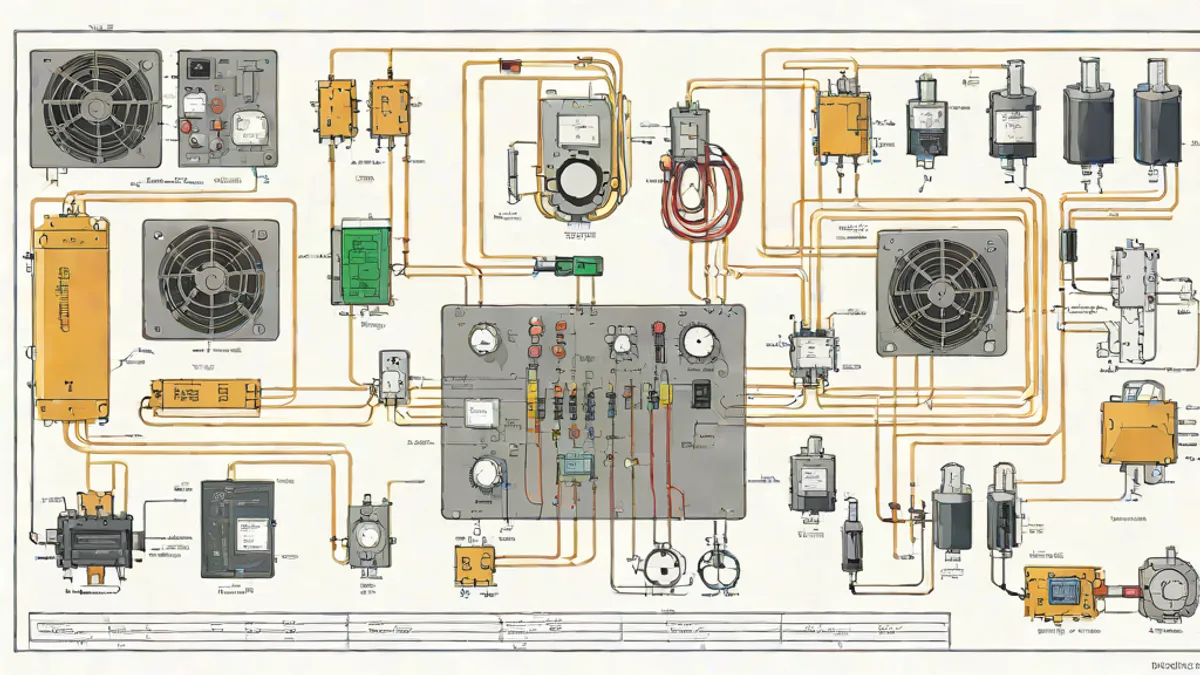 Diagrama técnico de una fuente de alimentación lineal en papel