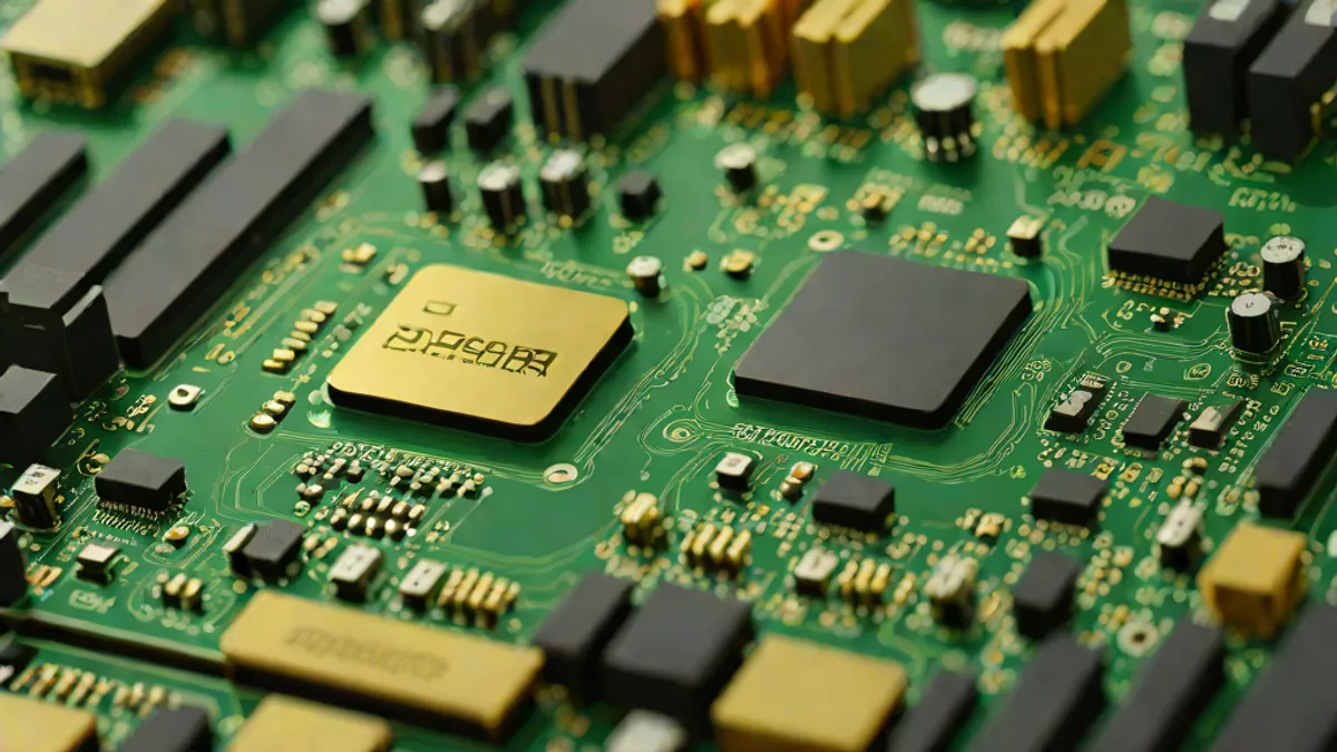 Un módulo de memoria RAM DDR5 en una placa base, vista detallada