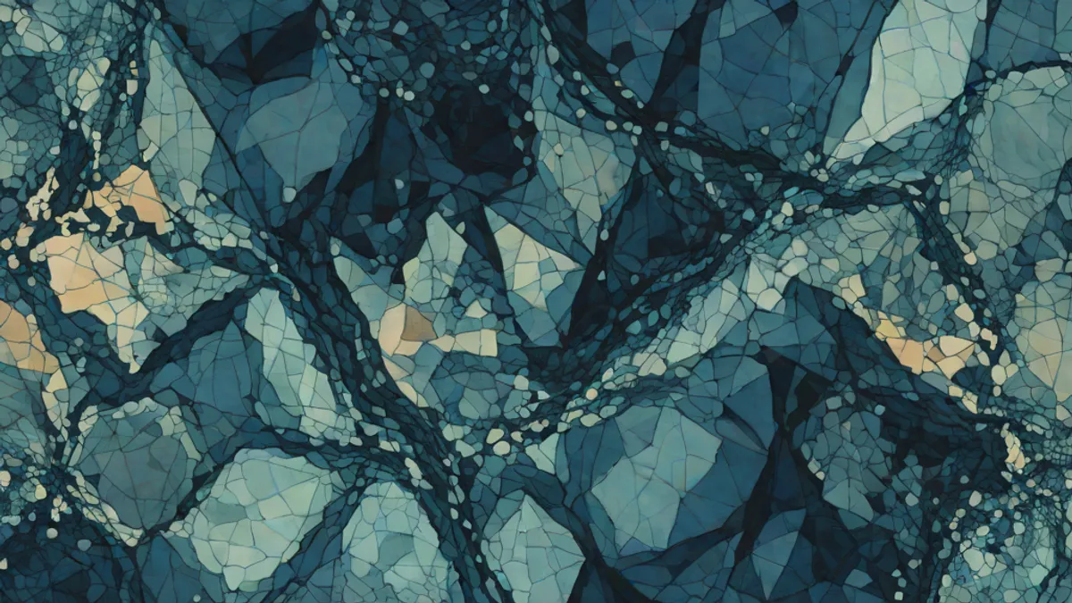 Mapa abstracto del océano con forma triangular en tonos azules y índigo