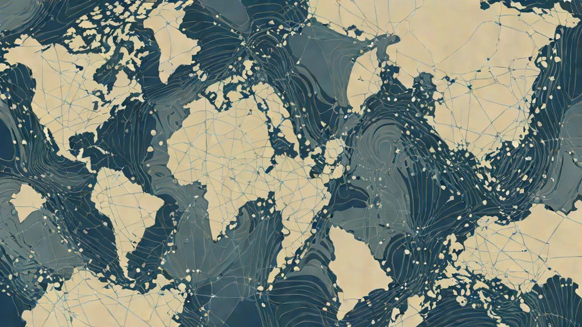 Triángulo de las Bermudas en un mapa abstracto del océano
