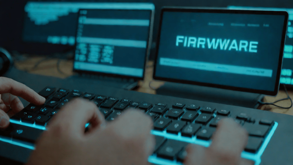 Programación avanzada con firmware abierto en un entorno nocturno y tecnológico