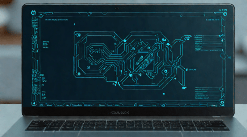 Laptop showing graphics card details in a bright, clean workspace