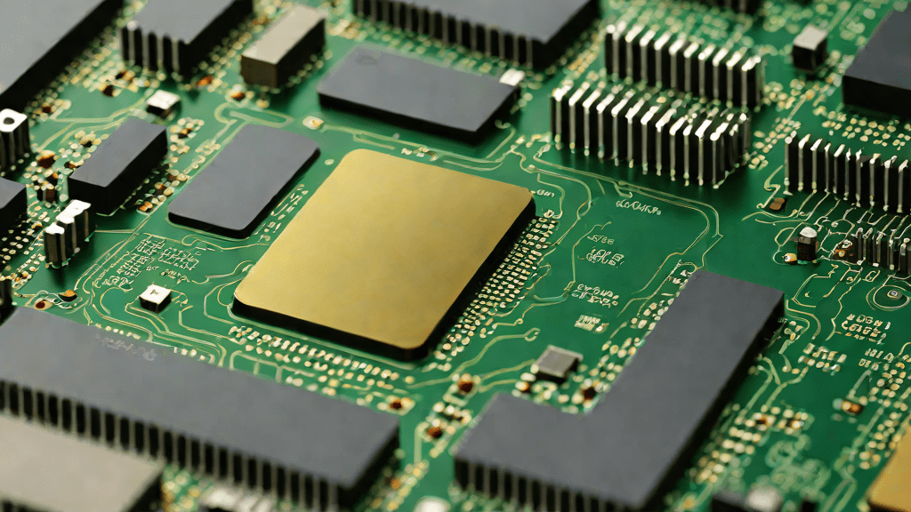 Vista detallada del interior de un SSD con chips de memoria NAND en silicio