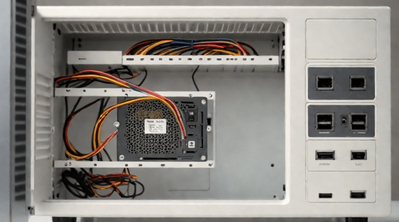 Fuente de alimentación de PC en un entorno tecnológico moderno