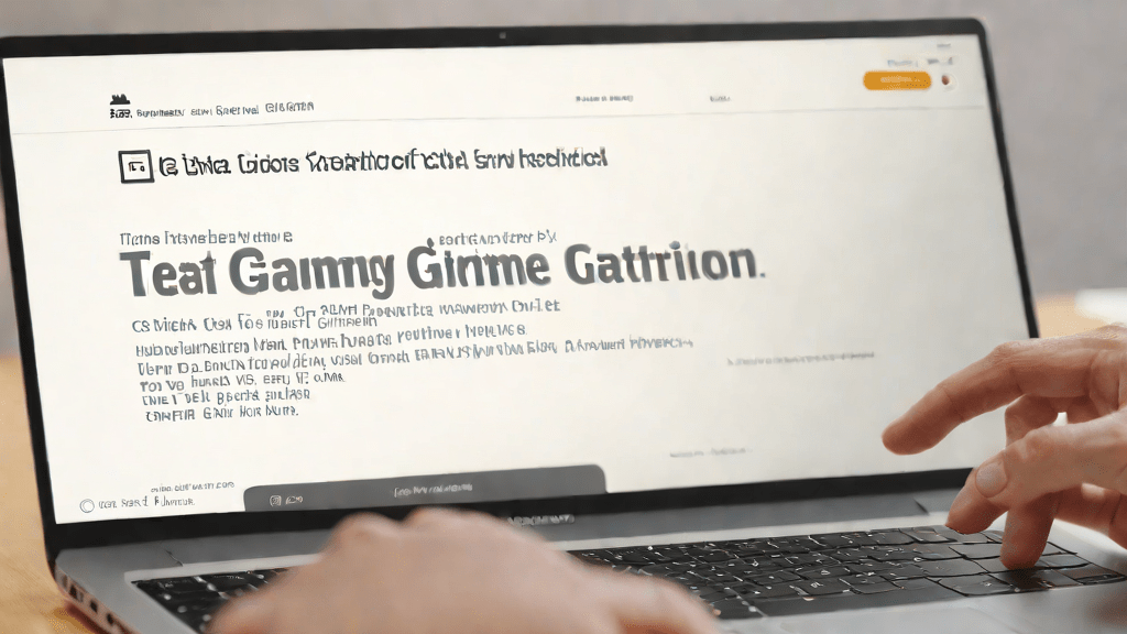 Persona escribiendo en computadora con texto generado por IA en tiempo real