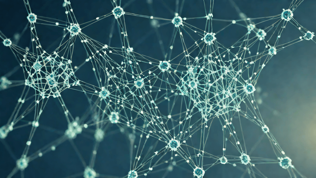 Diagrama de red neuronal en dos paneles con nodos luminosos